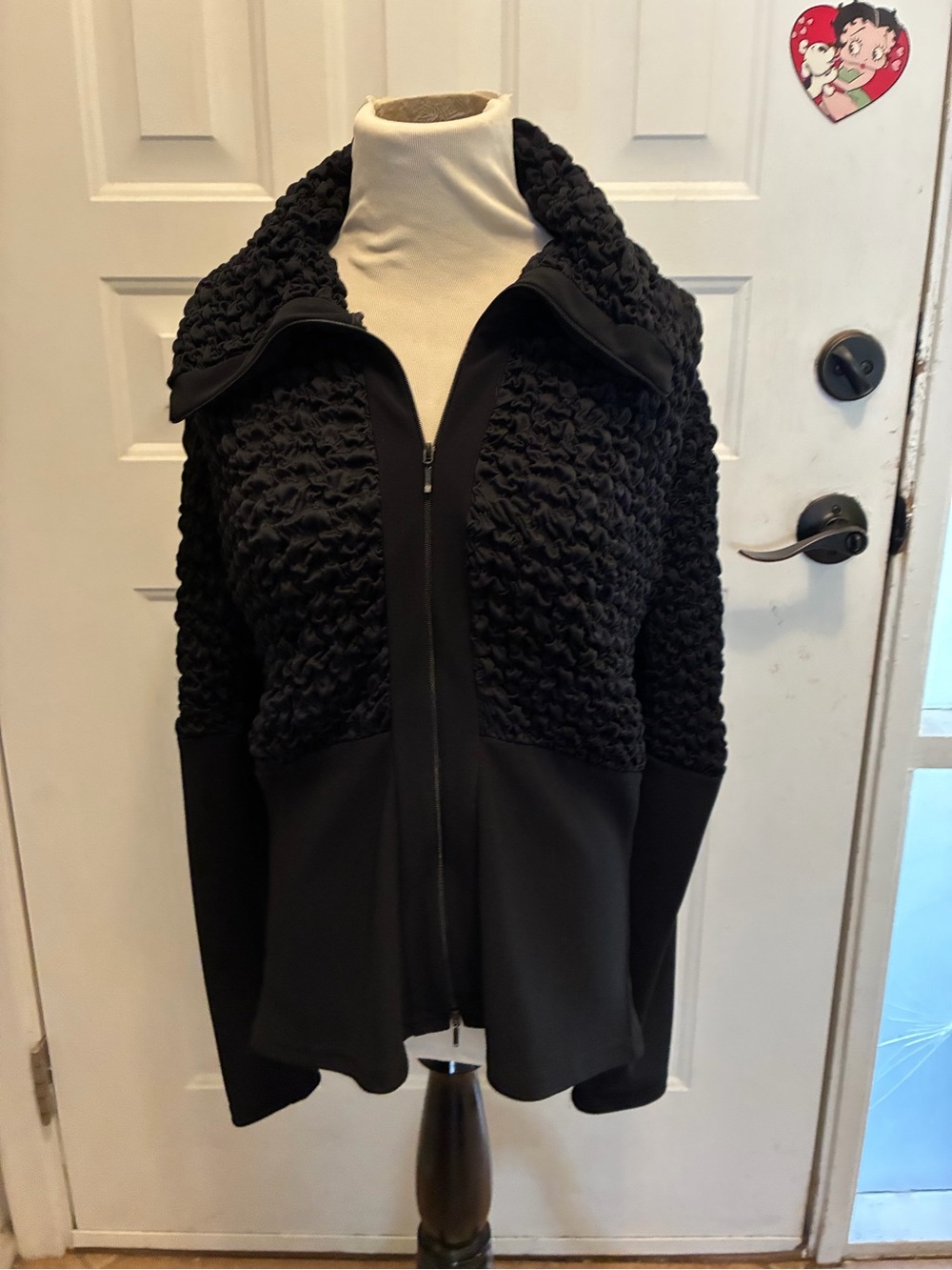 Ravel Black Textured Zip-Up Jacket for layering